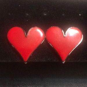 ♥️ Red Heart enamel earrings